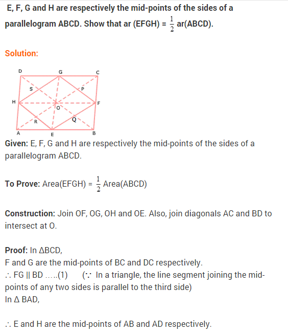 NCERT Solutions for Class 9 Maths Chapter 9 Areas of